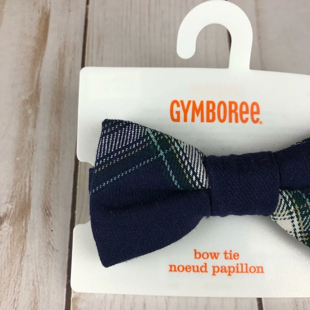 Gymboree plaid kids bow tie blue green size 2T-5T